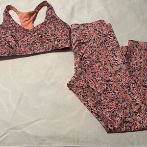 Tek Gear Pink and Black Racerback Sports Bra and leggings